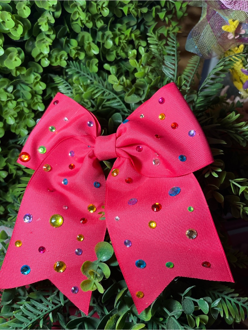 Kids Rhinestone Embellished Pink Hair Bow